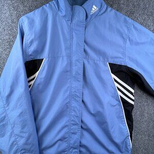 Adidas Women’s Medium Blue Jacket Windbreaker Mesh Lined Full Zip Nylon